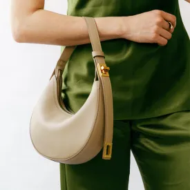 Selenodont Crescent Handbag – Women's PU Leather Shoulder Bag with Trendy Stitch Design