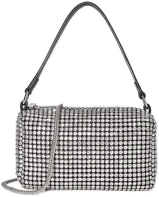 Shiny Crystal Rhinestone Diamond Crossbody Bag with Chain Women Clutch Purse Mini Bling Handbag Evening Party Bag