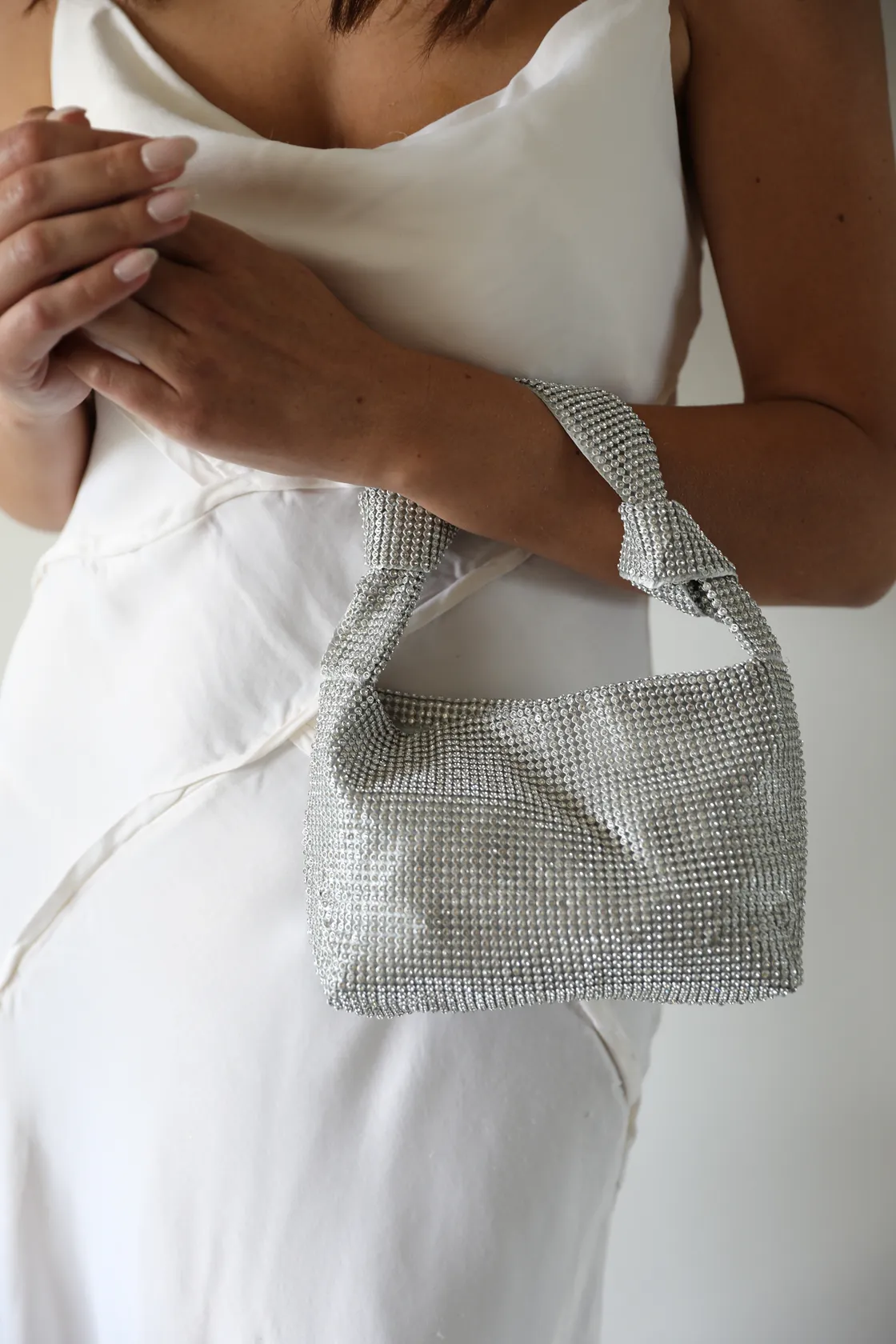 Silver Knot Rhinestone Purse