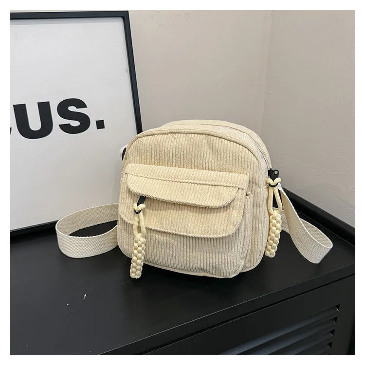 Solid Color Classy Exquisite Texture Portable Shoulder Messenger Bag