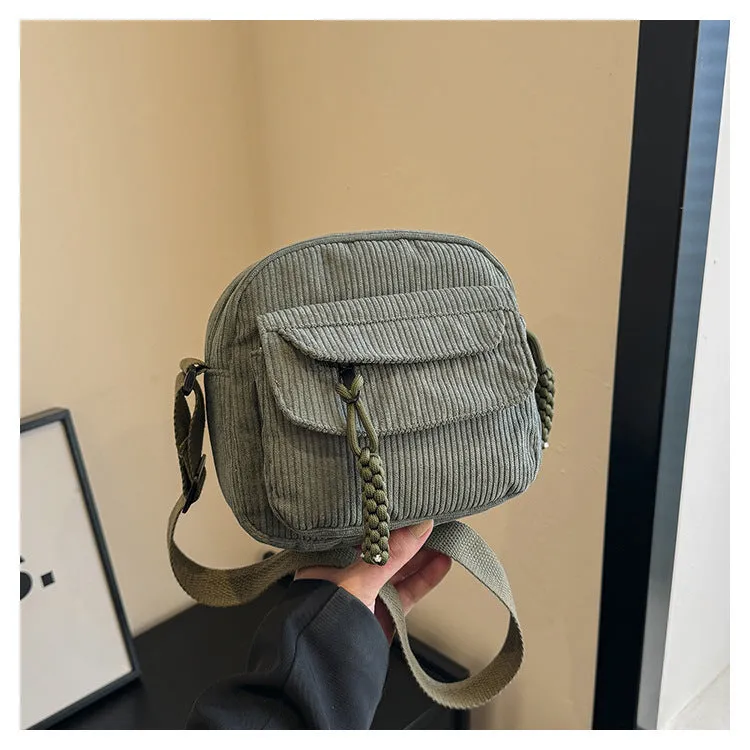 Solid Color Classy Exquisite Texture Portable Shoulder Messenger Bag