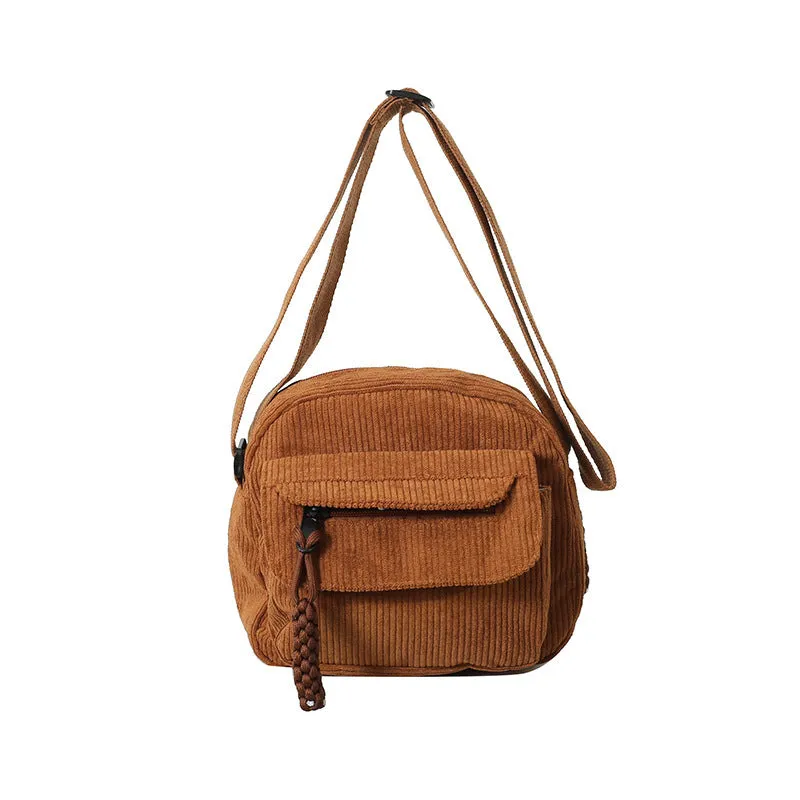 Solid Color Classy Exquisite Texture Portable Shoulder Messenger Bag