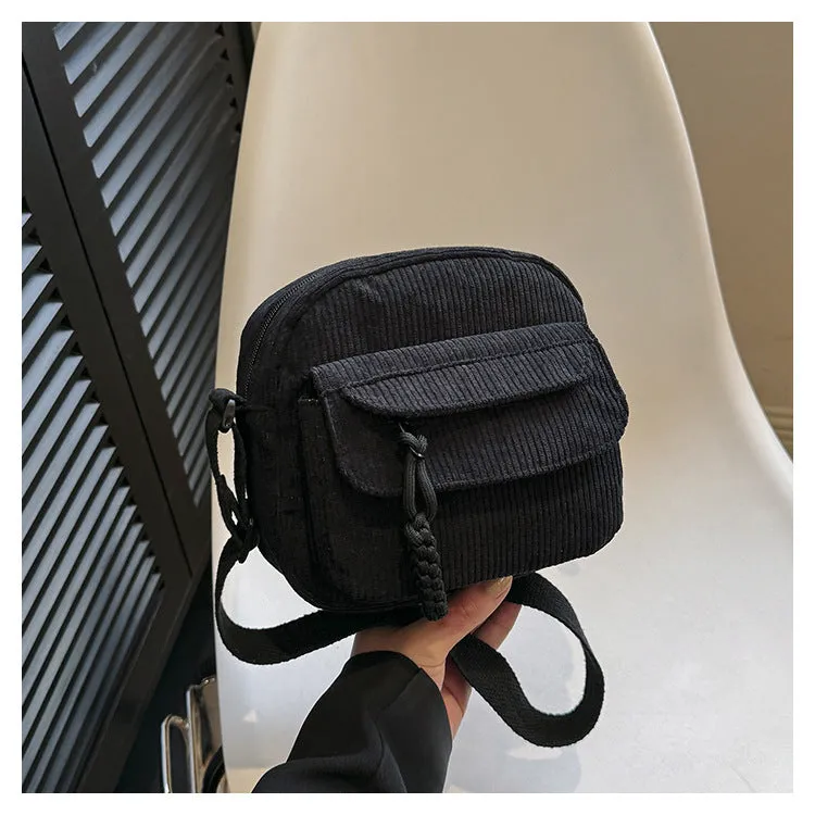 Solid Color Classy Exquisite Texture Portable Shoulder Messenger Bag