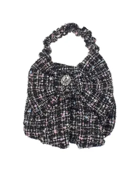 Stone accessory-embellished tweed mini bag-01445000013