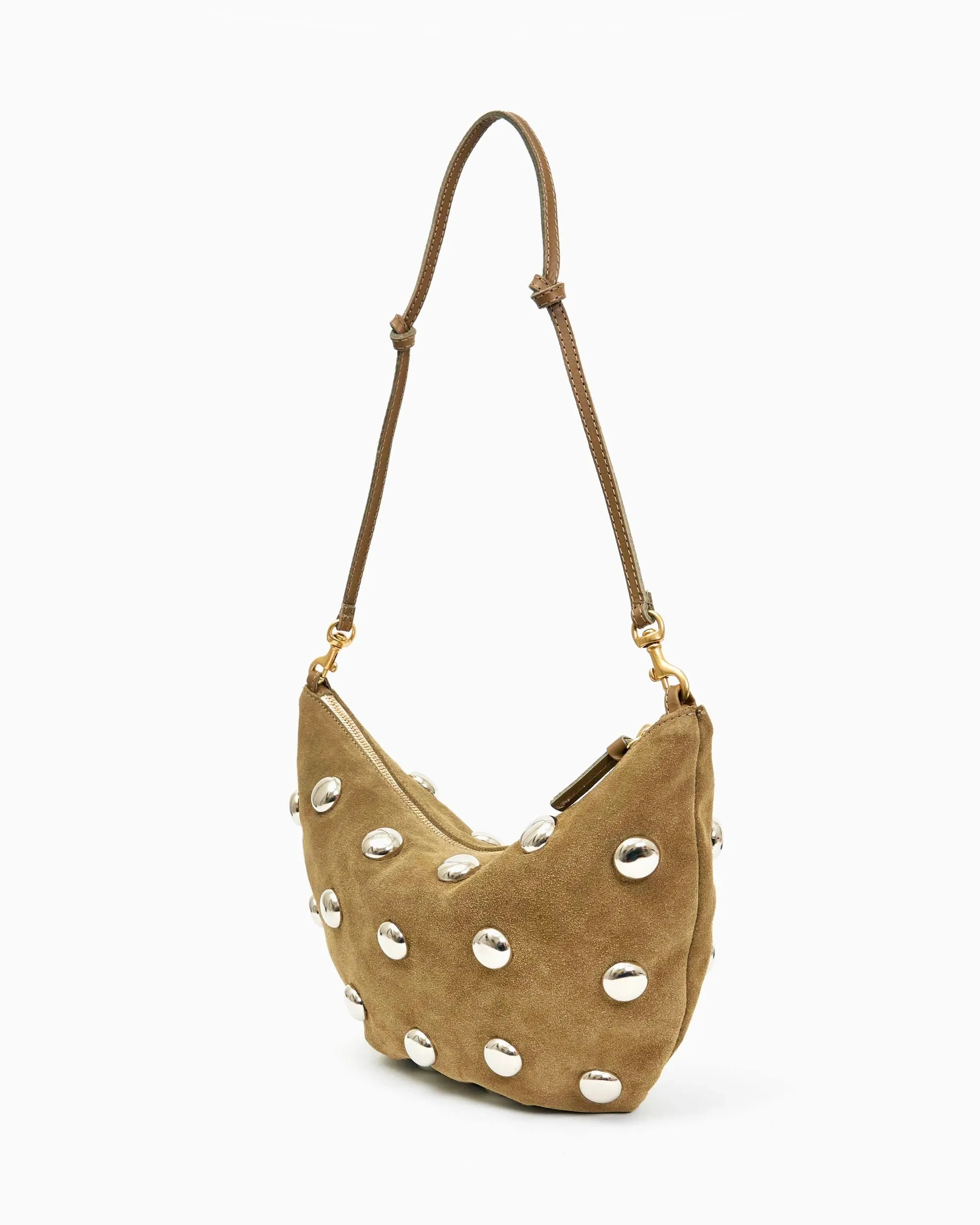Studded Suede Lune Bag