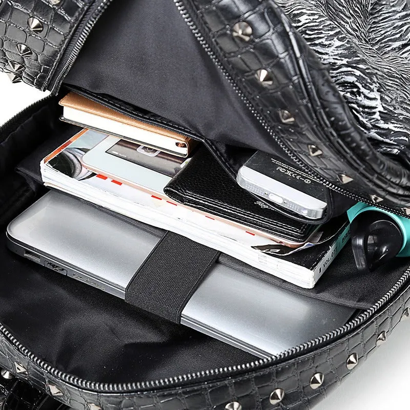Stylish Backpacks with 3D Wolf Head / Special cool shoulder Bags / PU Leather Laptop bags