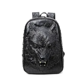 Stylish Backpacks with 3D Wolf Head / Special cool shoulder Bags / PU Leather Laptop bags