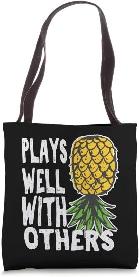 Swinger Couples Plays Well With Others Upside Pineapple Down Tote Bag