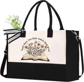 Teacher Appreciation Canvas Tote Bag - Aesthetic Gift for Women - Christmas Teacher Gift