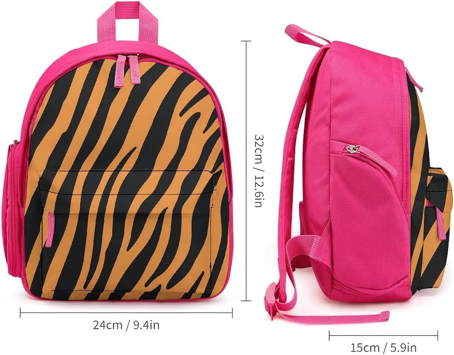 Tiger Stripes Pattern Cute Backpack Daily Casual Daypack Travel Mini Bag with Adjustable Strap Pink-style-26