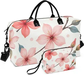 Travel Duffel Bags for Unisex-Adult, Personal Item Travel Duffel Bag with Shoes Compartment, Carry On Bag for Women, Travel, Gym, Weekend,Peach Flower Printing