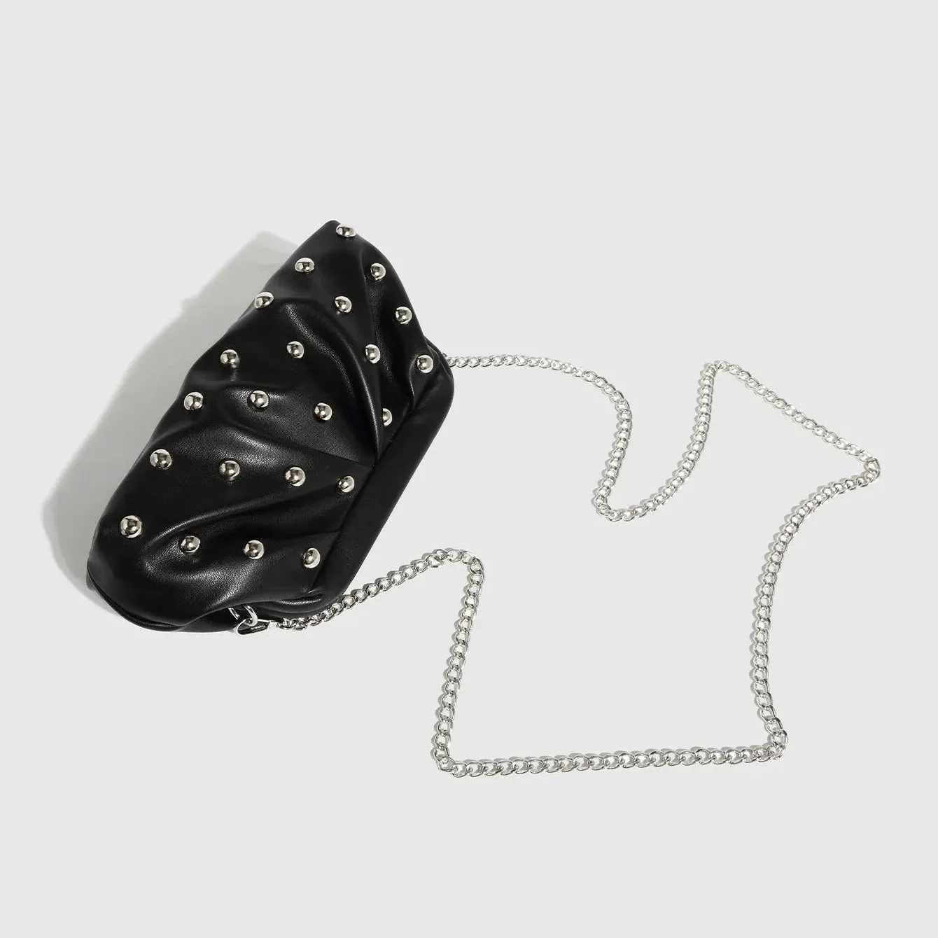 Valentina Chic Vegan Leather Studded Clutch Bag