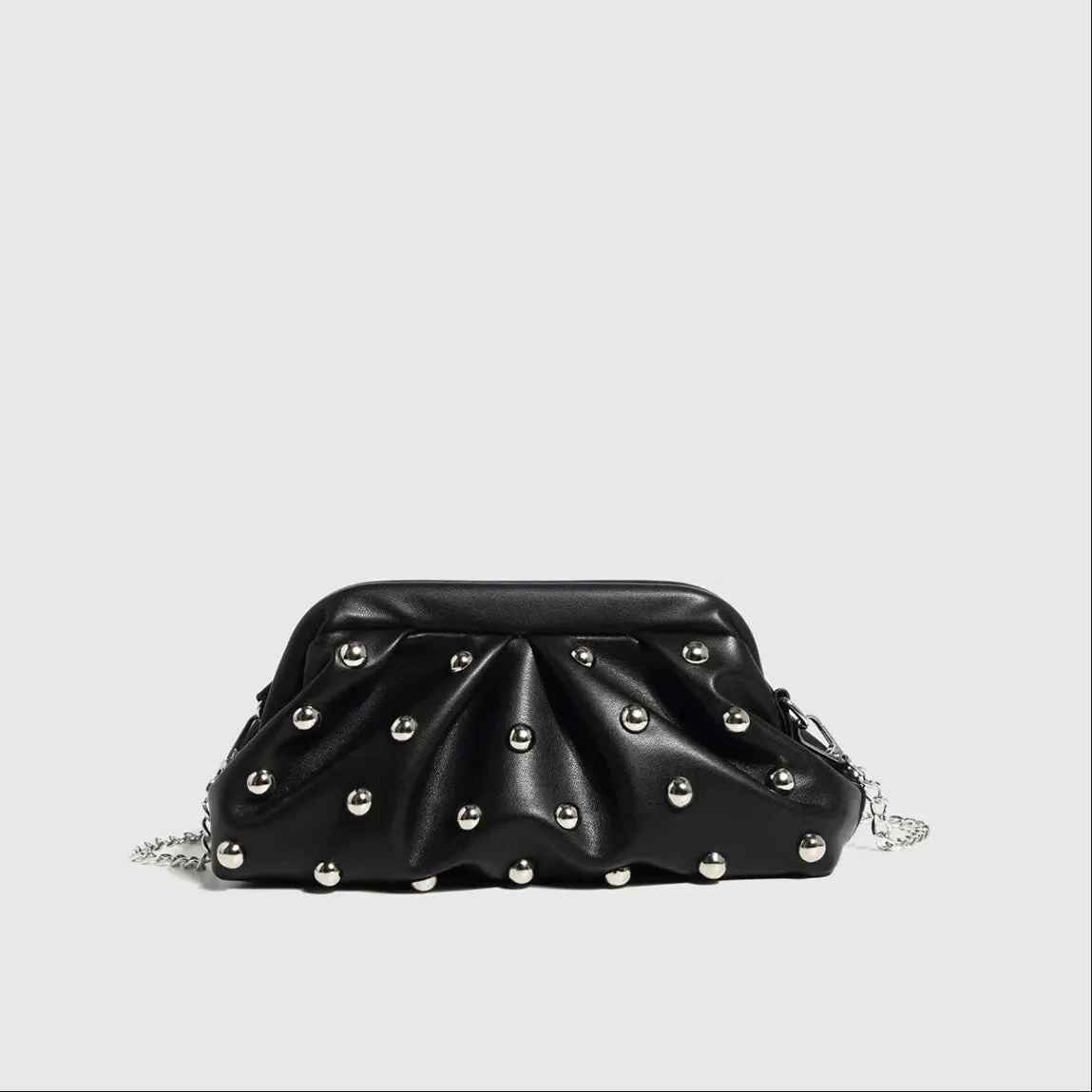 Valentina Chic Vegan Leather Studded Clutch Bag
