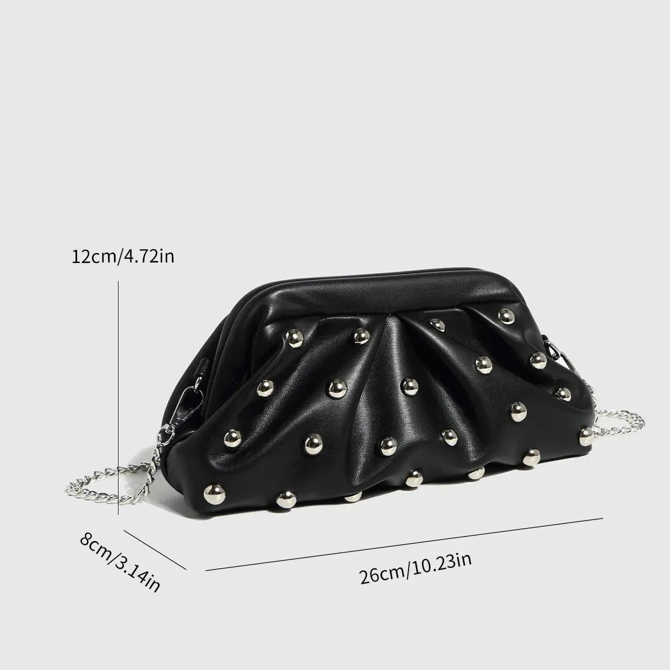 Valentina Chic Vegan Leather Studded Clutch Bag