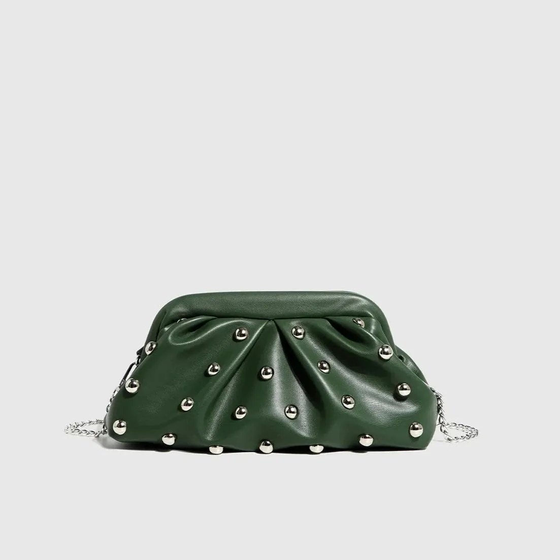Valentina Chic Vegan Leather Studded Clutch Bag