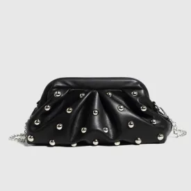Valentina Chic Vegan Leather Studded Clutch Bag