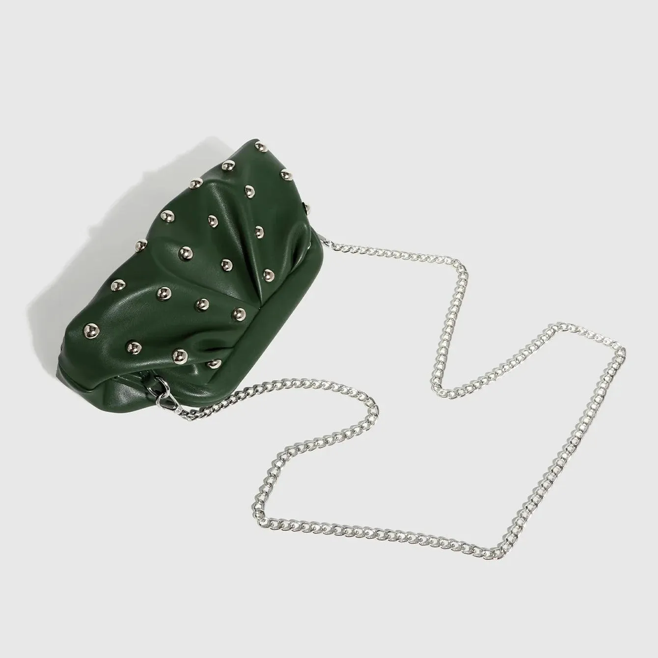 Valentina Chic Vegan Leather Studded Clutch Bag