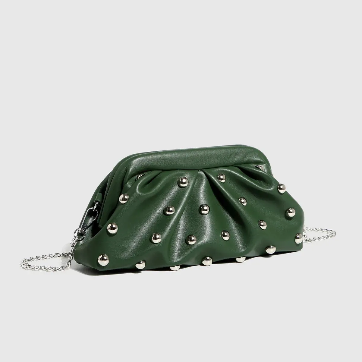 Valentina Chic Vegan Leather Studded Clutch Bag