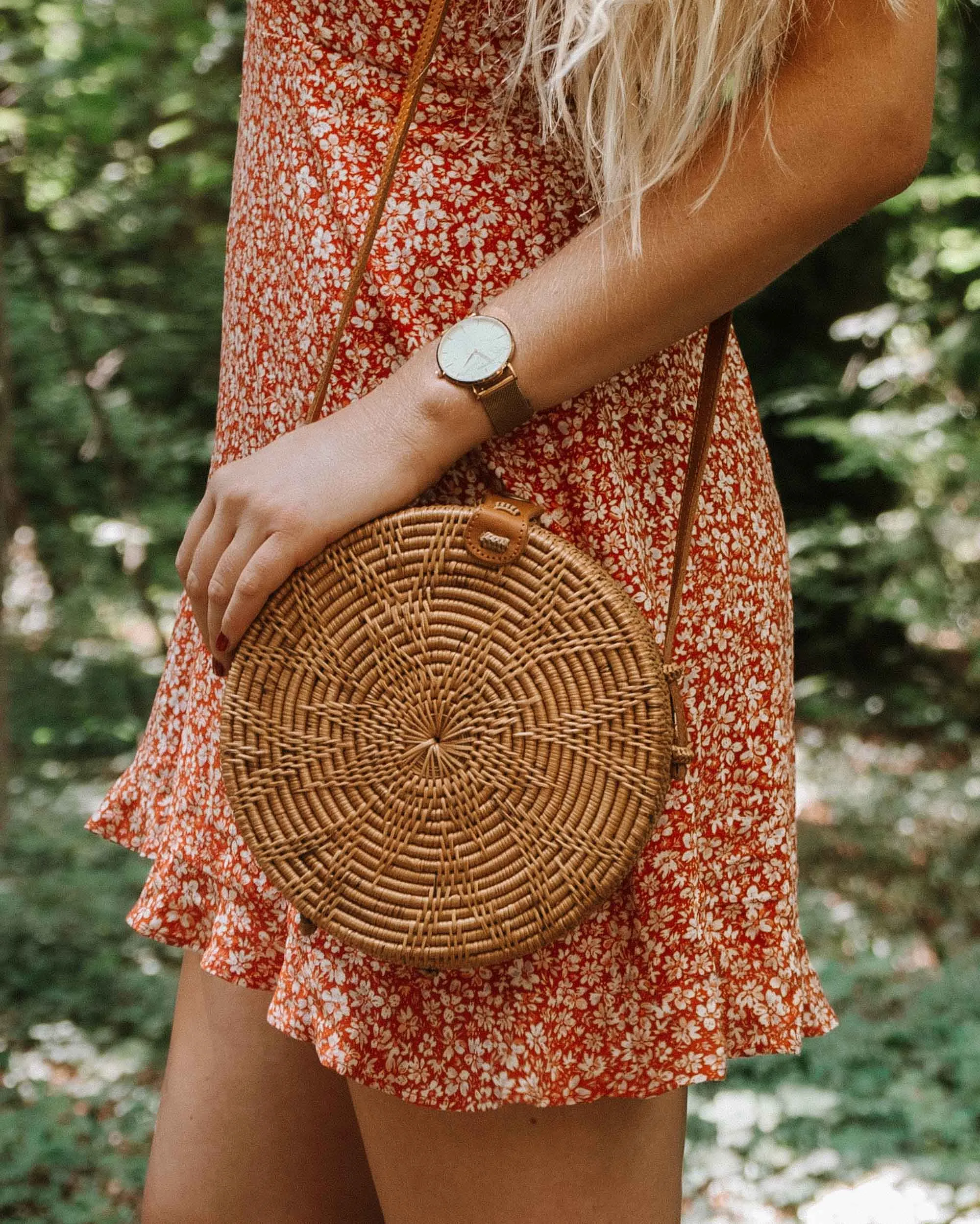 Vegan Round Rattan Bag