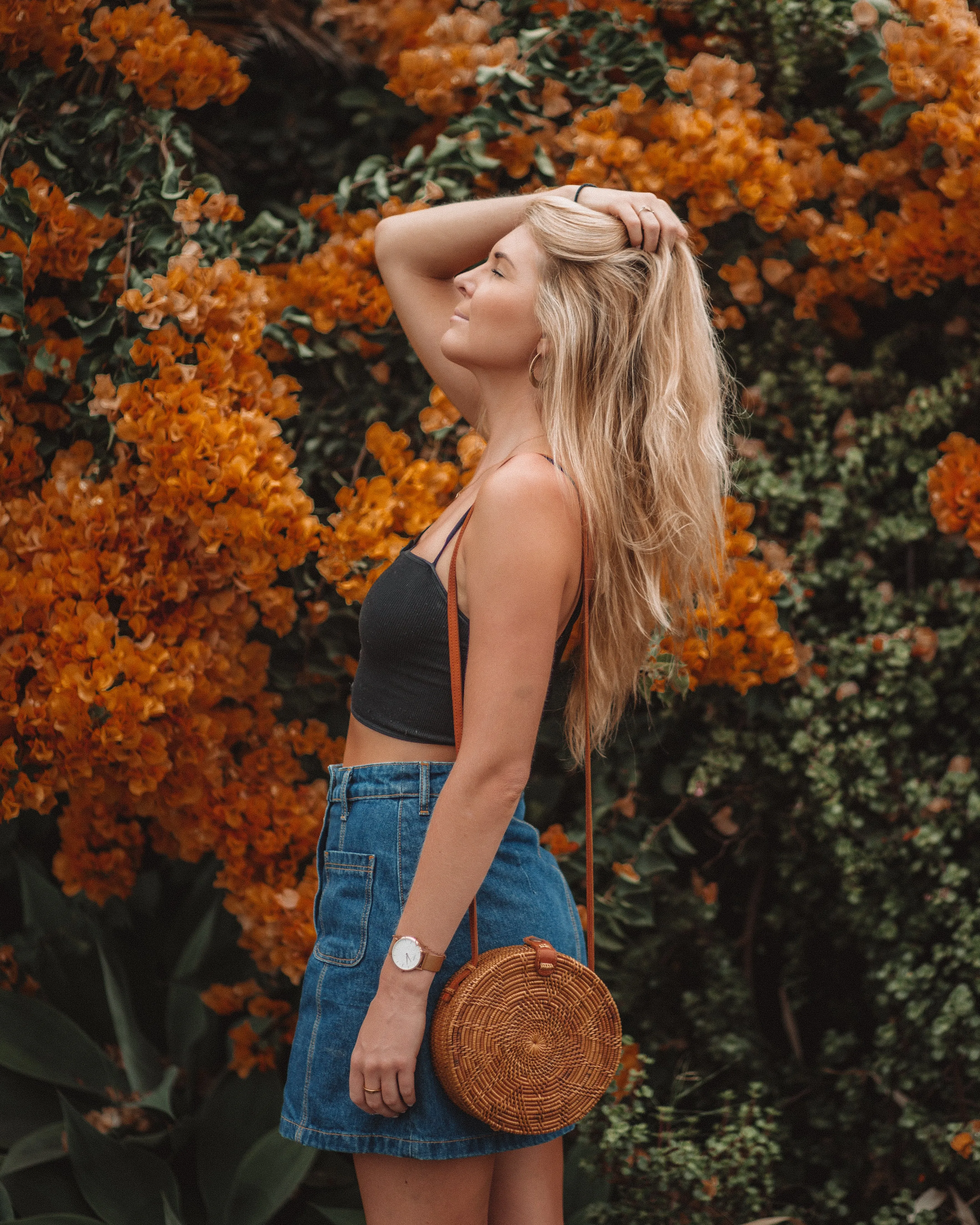Vegan Round Rattan Bag