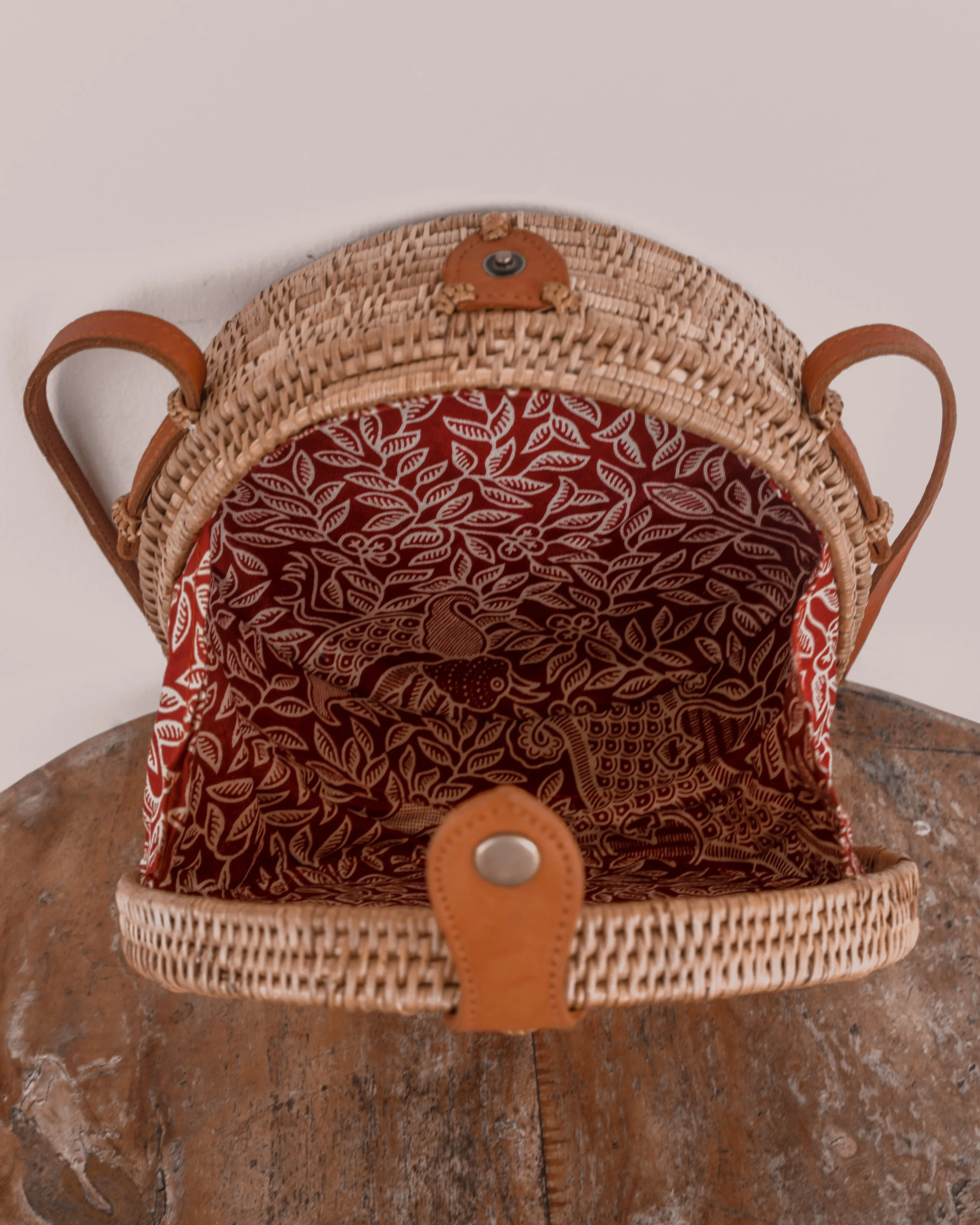 Vegan Round Rattan Bag