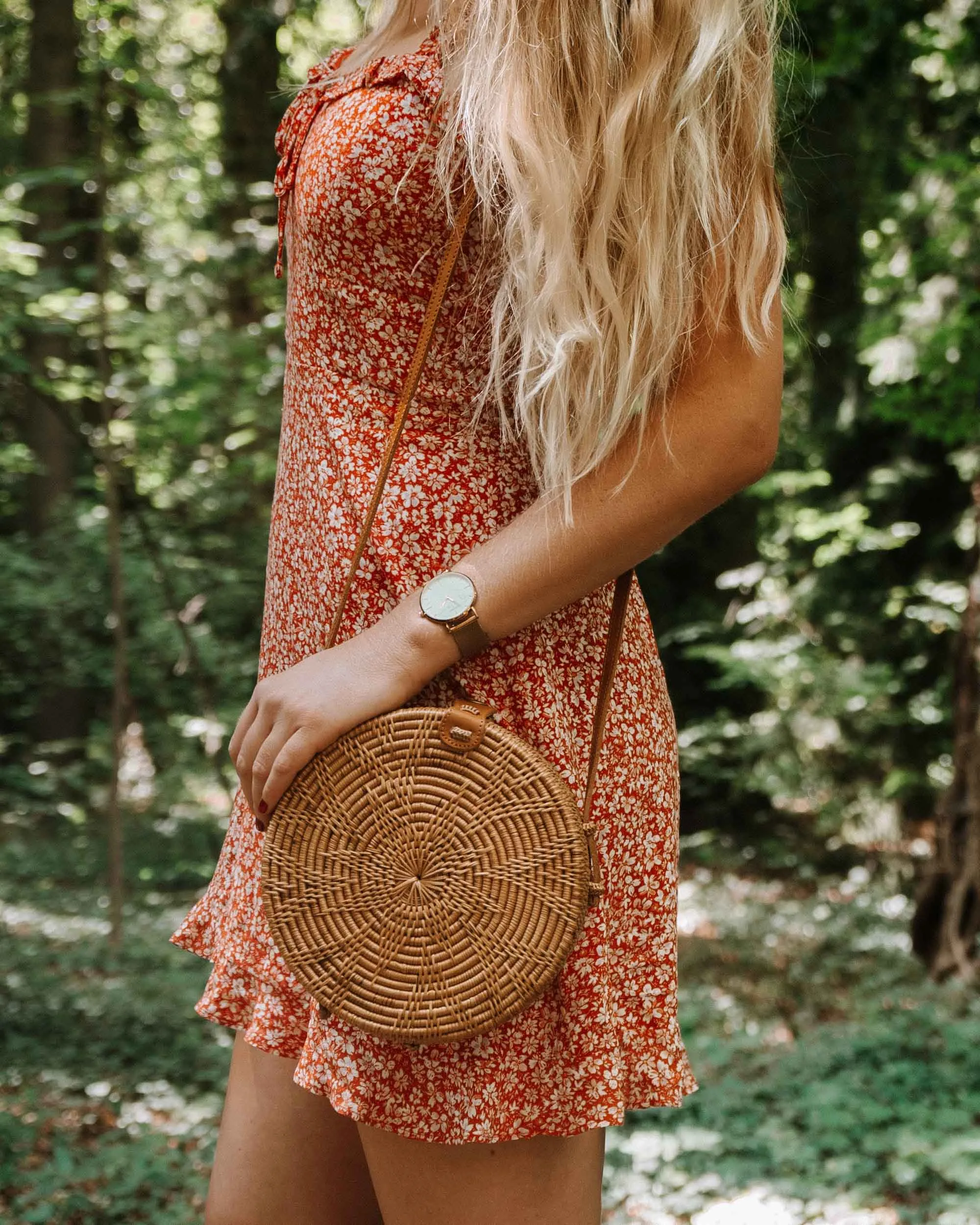 Vegan Round Rattan Bag