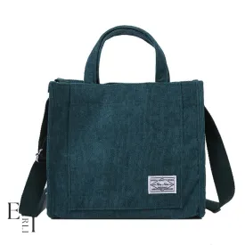Vintage Casual Corduroy Tote Bag, Green