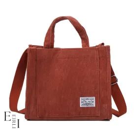 Vintage Casual Corduroy Tote Bag, Red