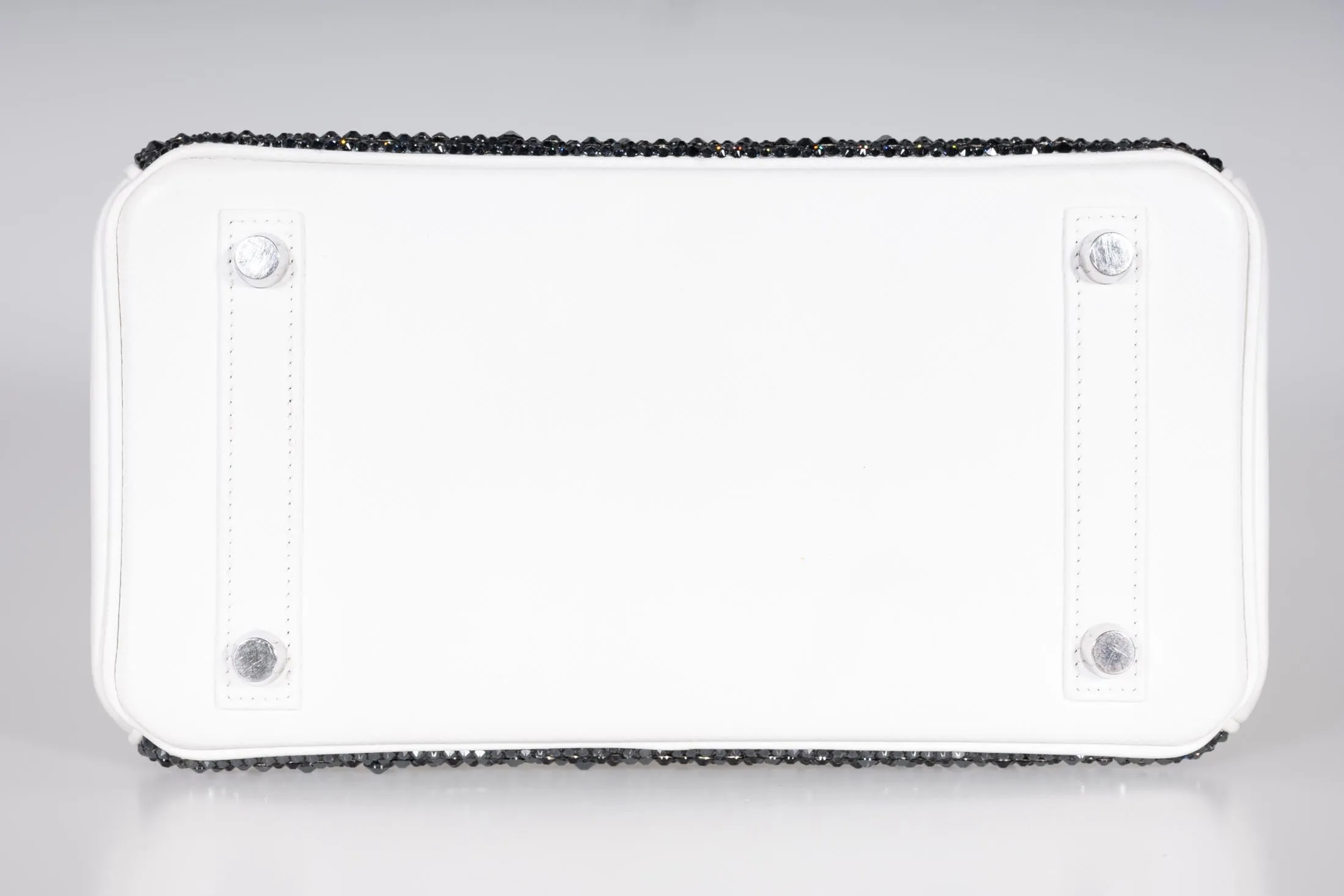 Vintage Hermès Custom Swarovski Crystal Birkin 25 White Epsom Palladium