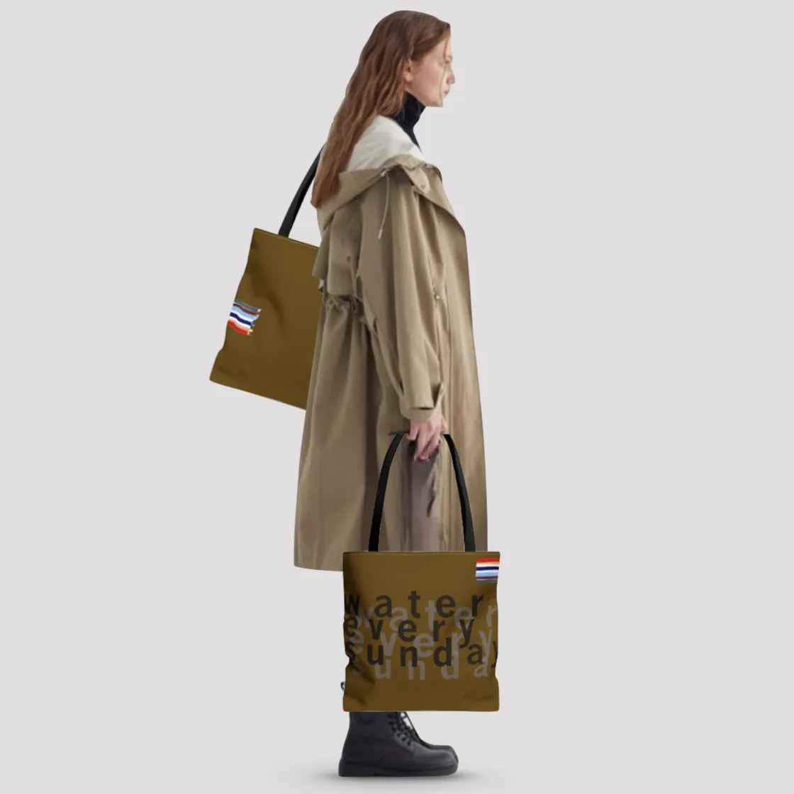 WATEREVERYSUNDAY Basic Logo Everyday Tote - Brownie