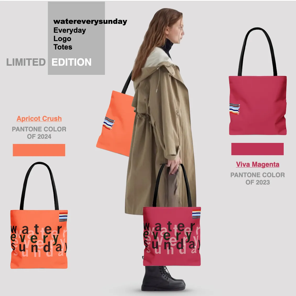 WATEREVERYSUNDAY Basic Logo Everyday Tote - Cobalt Blue