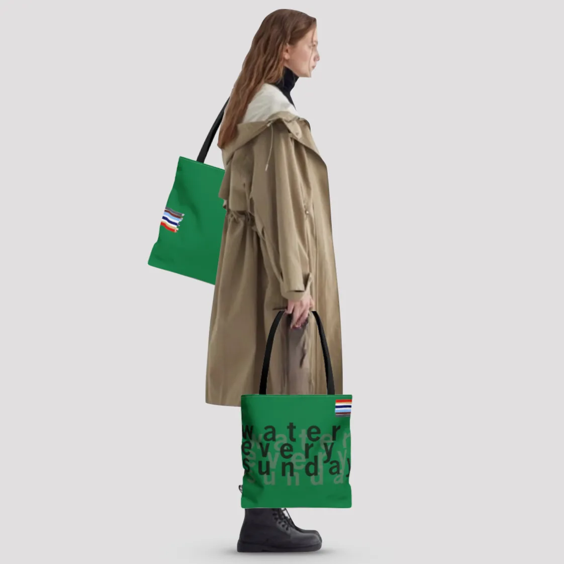 WATEREVERYSUNDAY Basic Logo Everyday Tote - Dartmouth Green