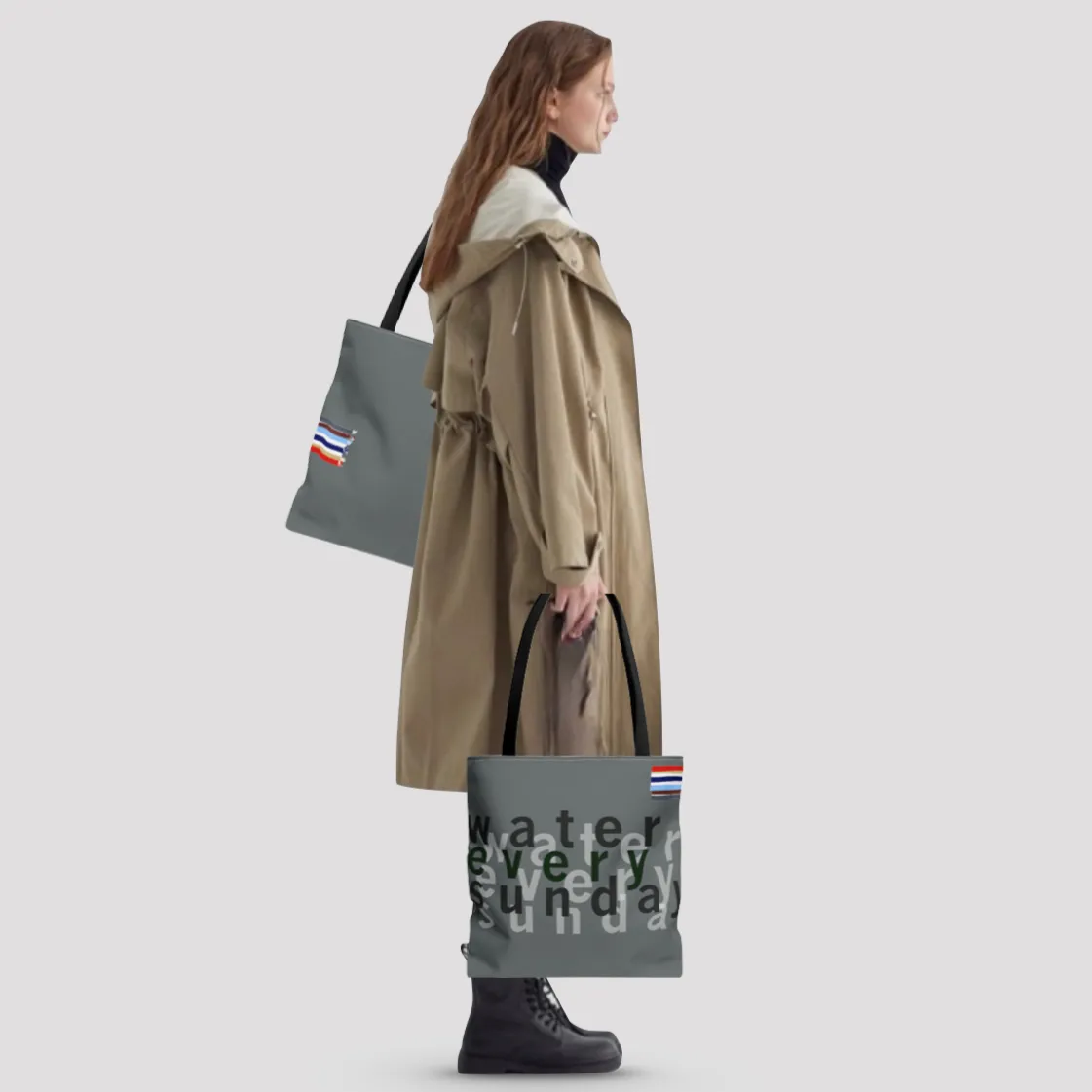 WATEREVERYSUNDAY Basic Logo Everyday Tote - Preppy Grey