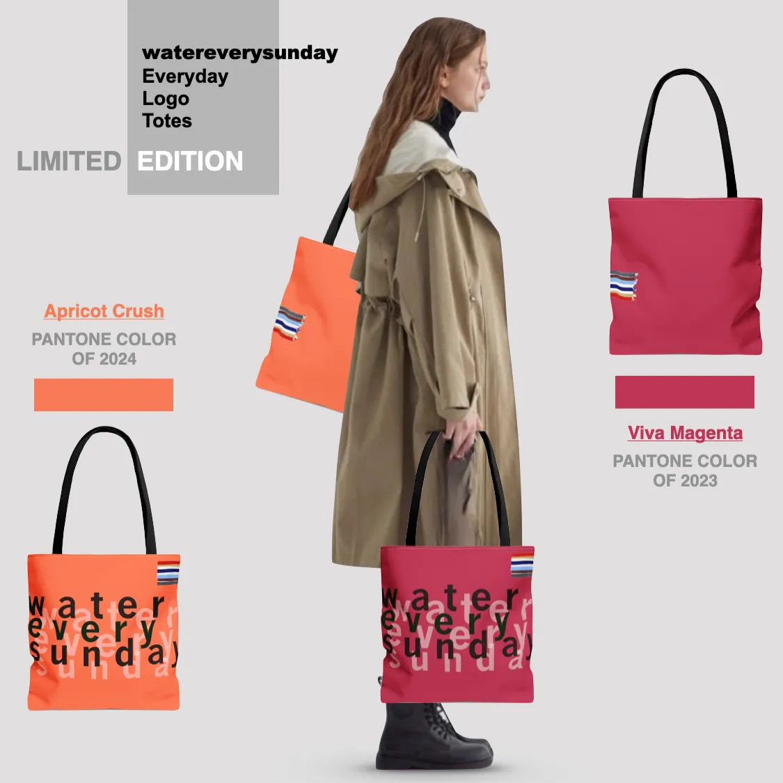WATEREVERYSUNDAY Basic Logo Everyday Tote - Salted Caramel