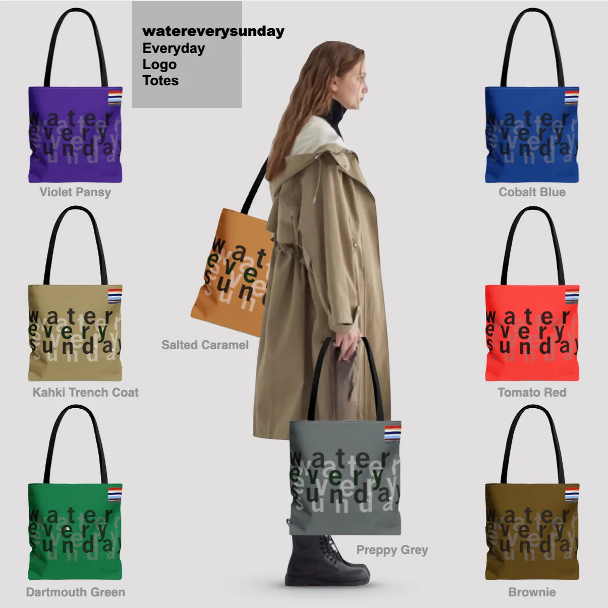 WATEREVERYSUNDAY Basic Logo Everyday Tote - Salted Caramel