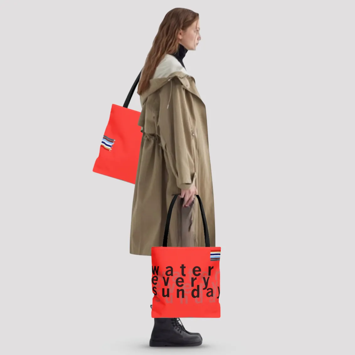 WATEREVERYSUNDAY Basic Logo Everyday Tote - Tomato Red