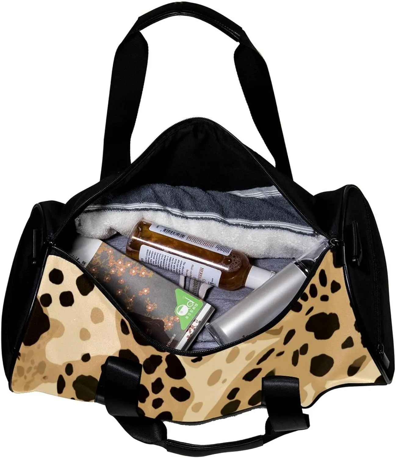 Weekender Travel Bag,Small Gym Bag,Yellow Leopard Print,Gym Duffle Bag