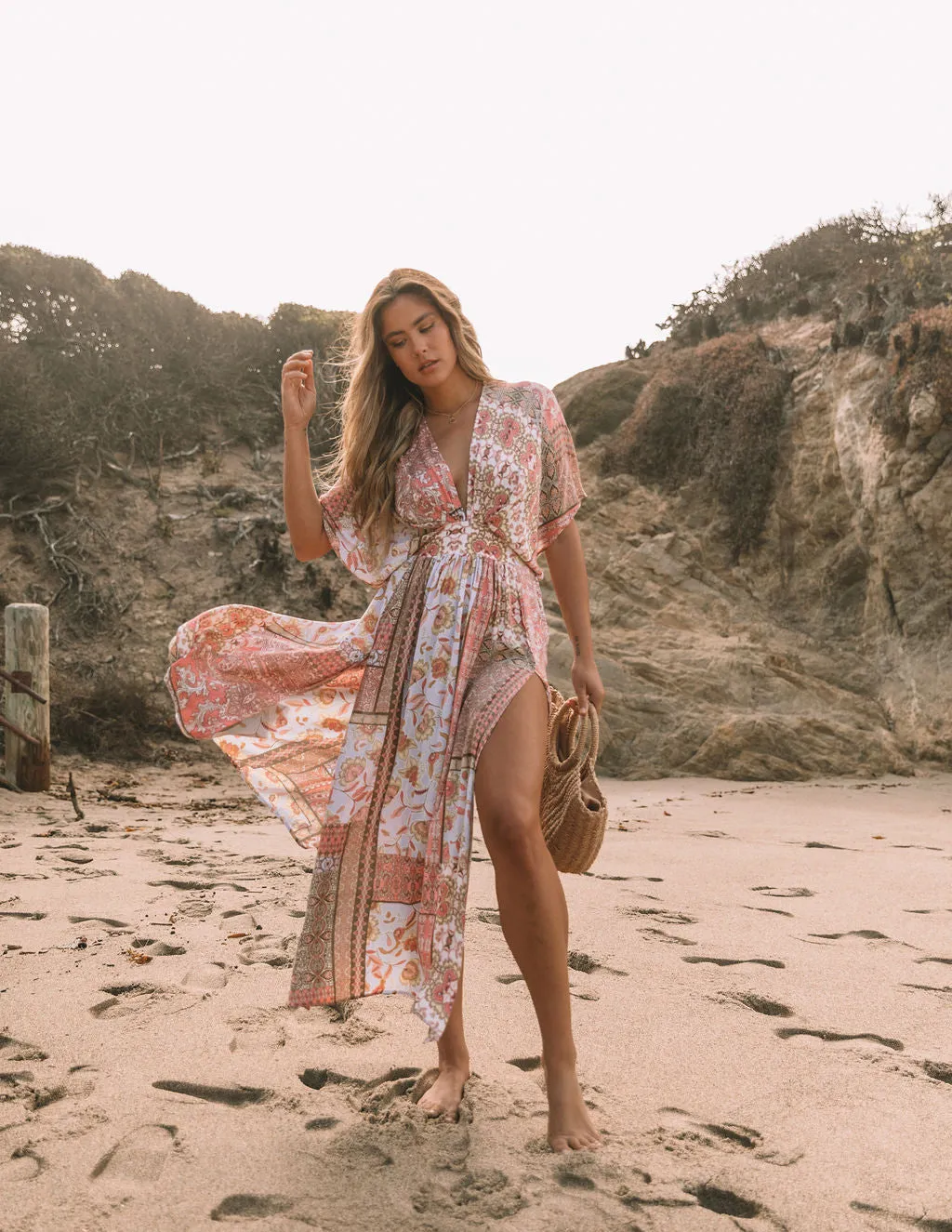Wileen Printed Kimono Midi Dress