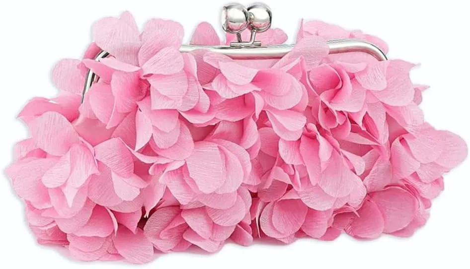 Women Elegant Evening Purse, Small Floral Clutch Bag with Detachable Chain for Wedding, Party, Prom