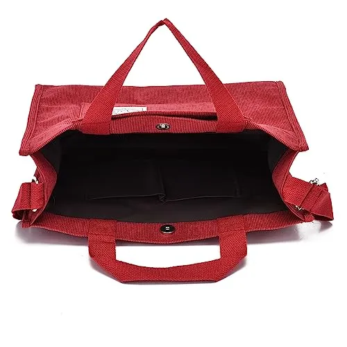 Women Shoulder Bag Fashion Backpack Letter Handbag Crossbody Bag Corduroy Messenger Bag