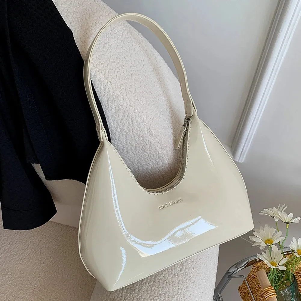 Women's Bag Patent Leather Tote Bag Versatile Fashion Shoulder Bag Satchel Hobo Bag Brand Designer Zipper Small Handbags
