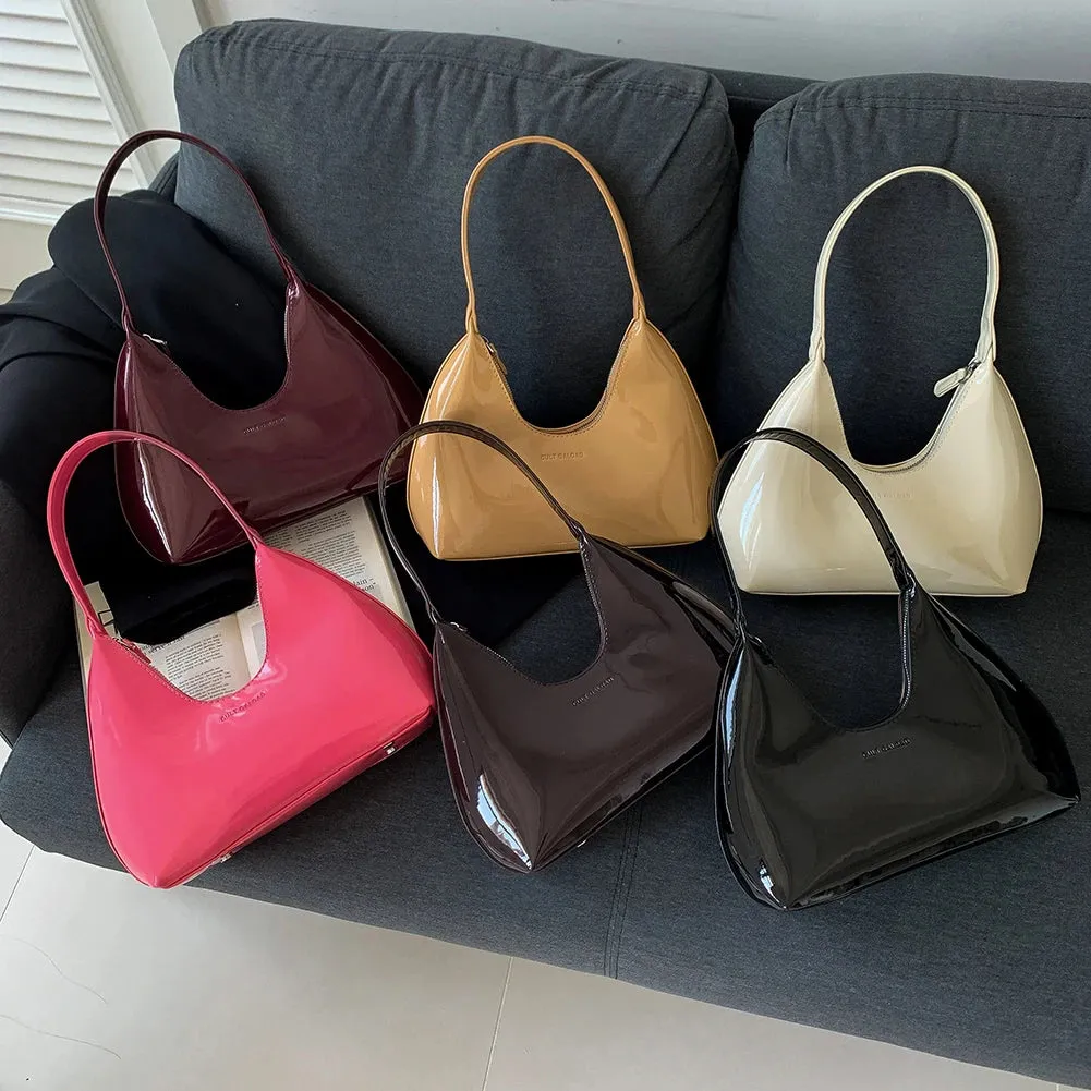 Women's Bag Patent Leather Tote Bag Versatile Fashion Shoulder Bag Satchel Hobo Bag Brand Designer Zipper Small Handbags