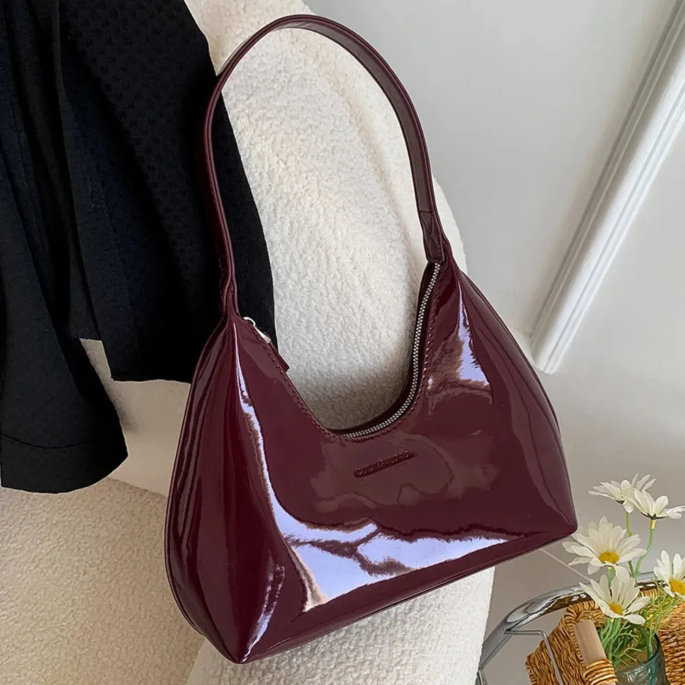Women's Bag Patent Leather Tote Bag Versatile Fashion Shoulder Bag Satchel Hobo Bag Brand Designer Zipper Small Handbags