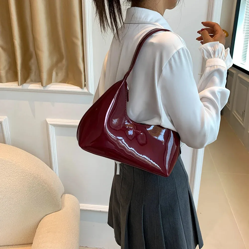 Women's Bag Patent Leather Tote Bag Versatile Fashion Shoulder Bag Satchel Hobo Bag Brand Designer Zipper Small Handbags
