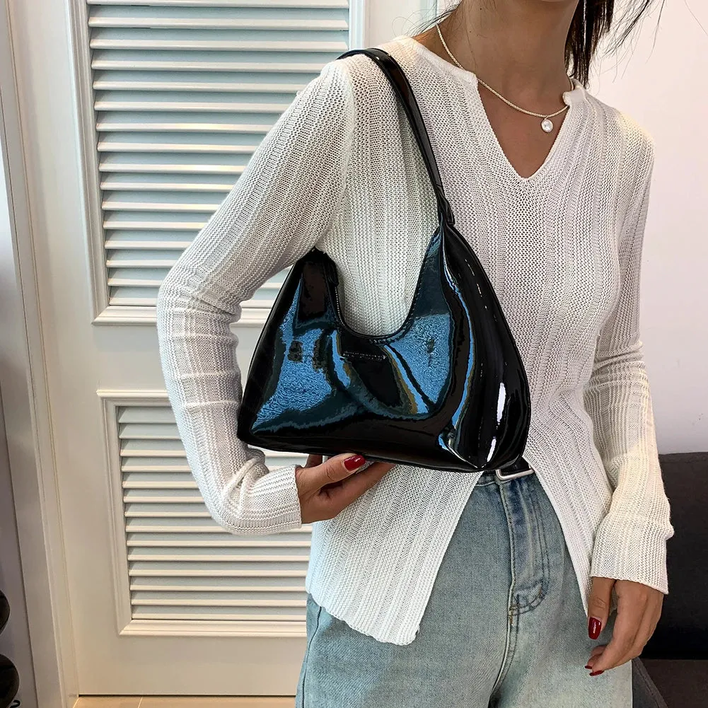Women's Bag Patent Leather Tote Bag Versatile Fashion Shoulder Bag Satchel Hobo Bag Brand Designer Zipper Small Handbags