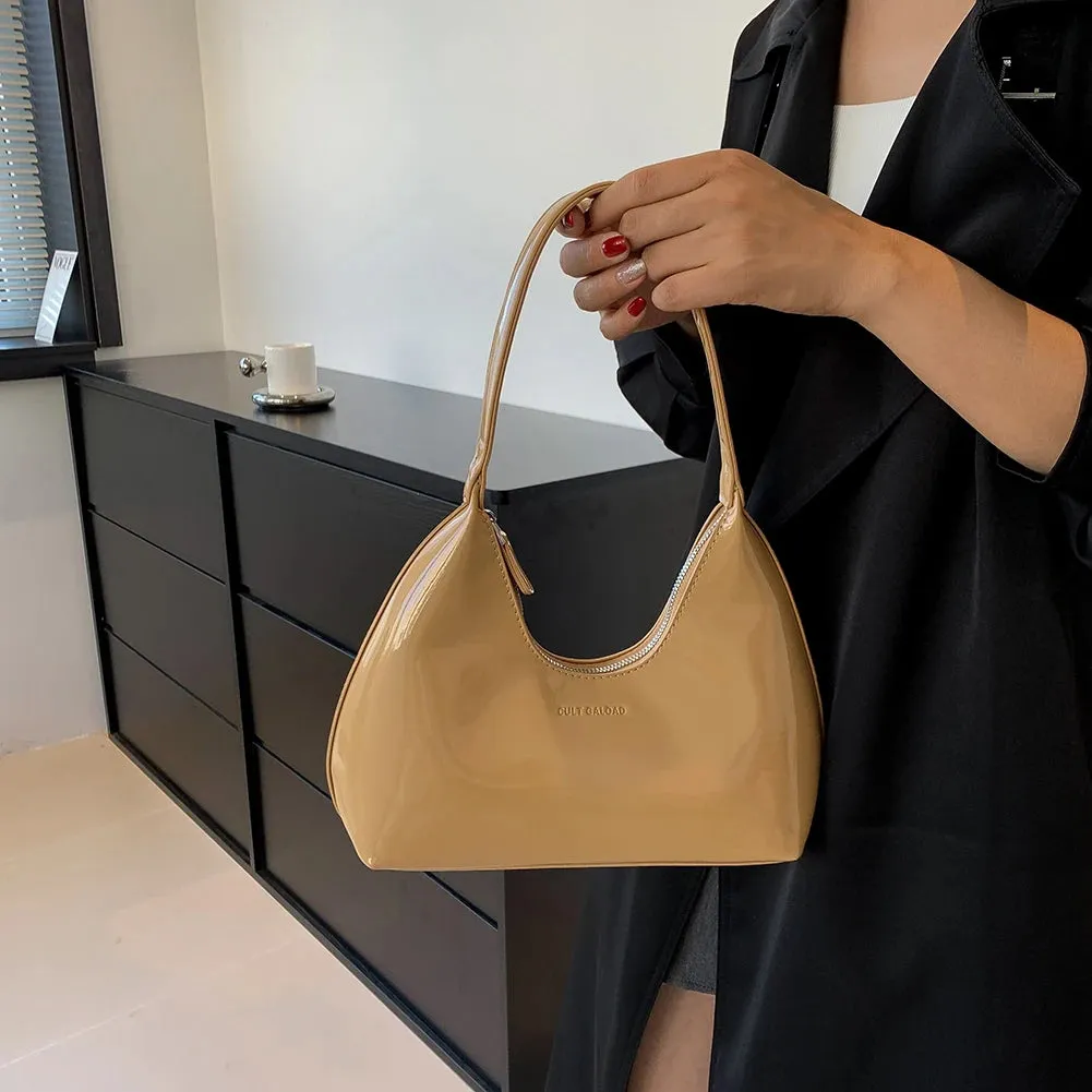 Women's Bag Patent Leather Tote Bag Versatile Fashion Shoulder Bag Satchel Hobo Bag Brand Designer Zipper Small Handbags