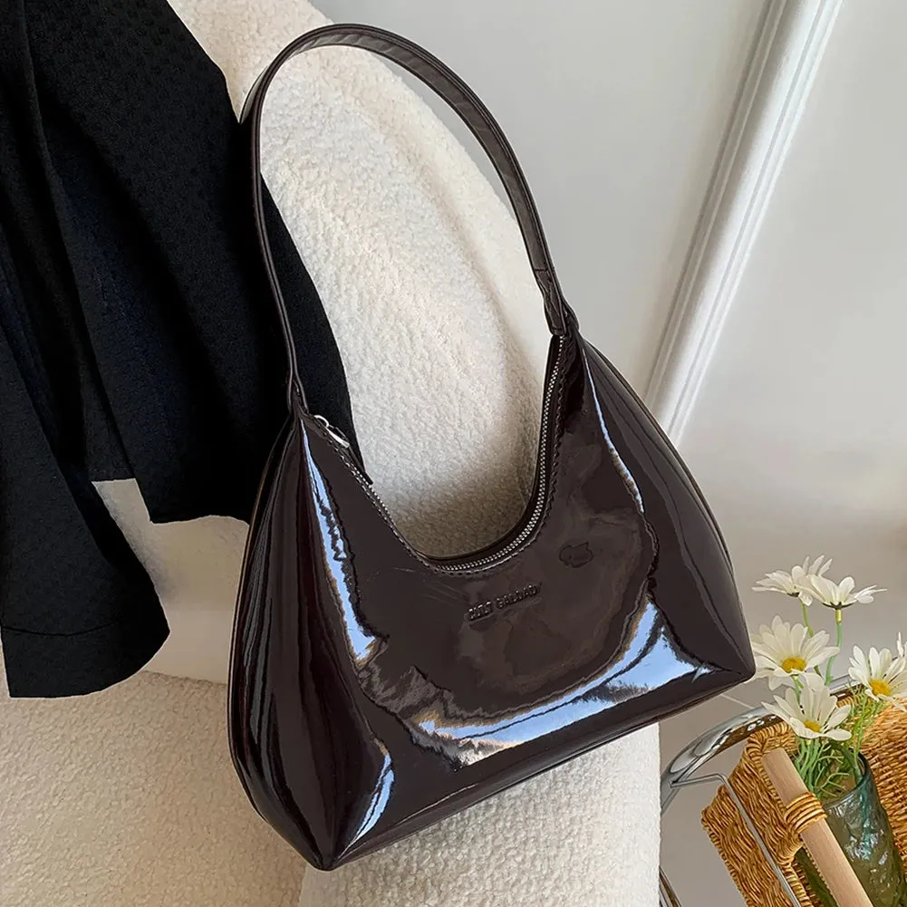 Women's Bag Patent Leather Tote Bag Versatile Fashion Shoulder Bag Satchel Hobo Bag Brand Designer Zipper Small Handbags