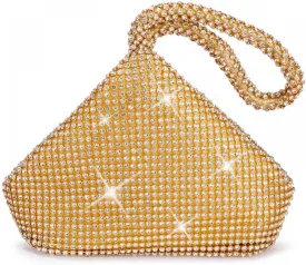 Women's Evening Bag Sparkly Rhinestone Purse Triangle Designer Chain Clutch Purse Bag Party Prom Wedding Purse