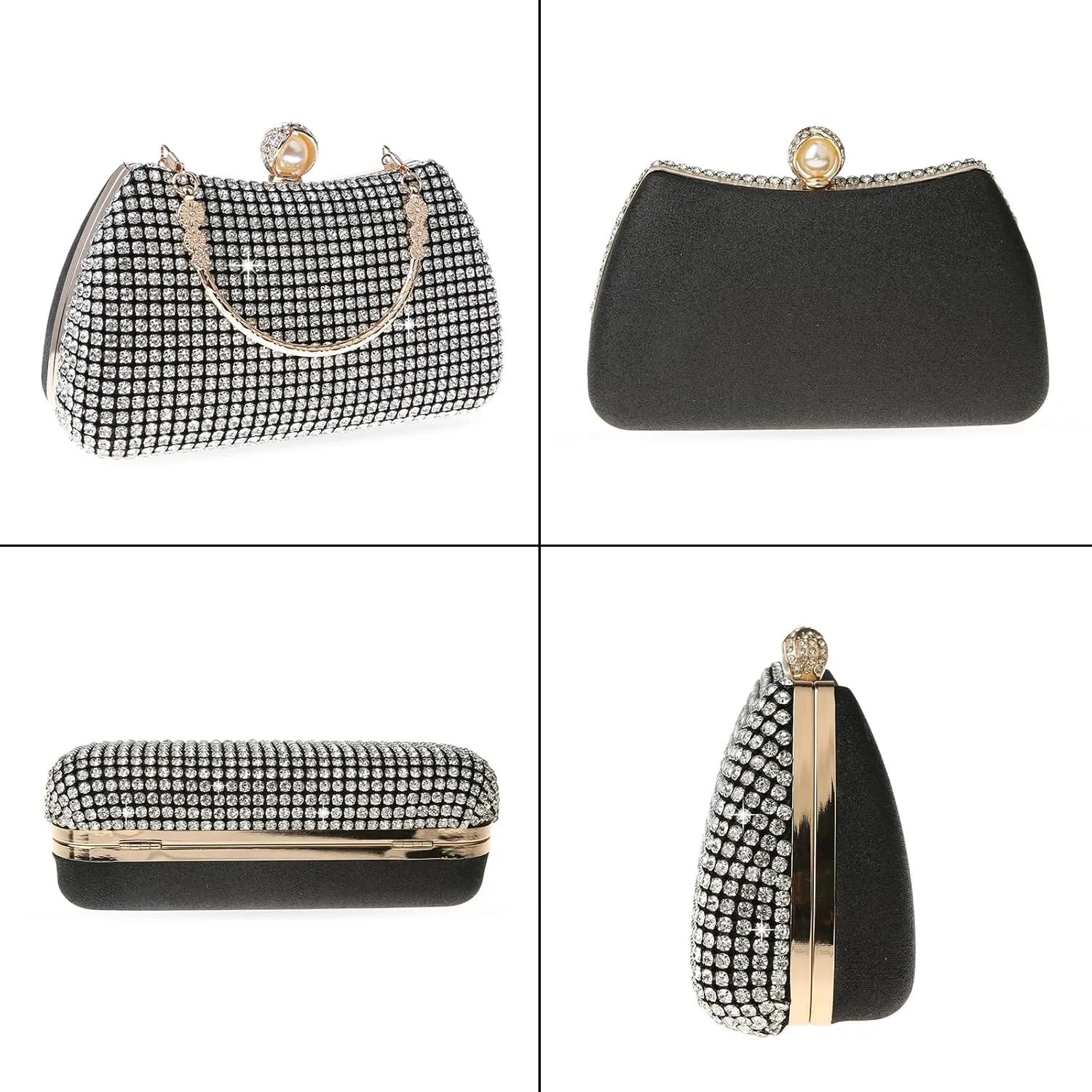 Womens Sparkly Rhinestone Crystal Clutch Glitter Sequin Evening Bag Purse Handbag for Bridal Wedding Party Prom