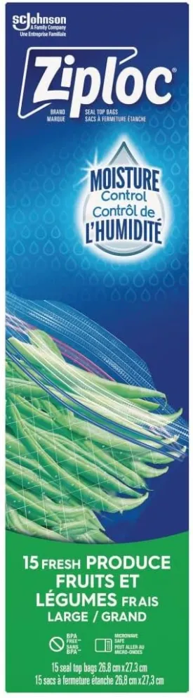 Ziploc Fresh Produce Bags Large - 15 Count